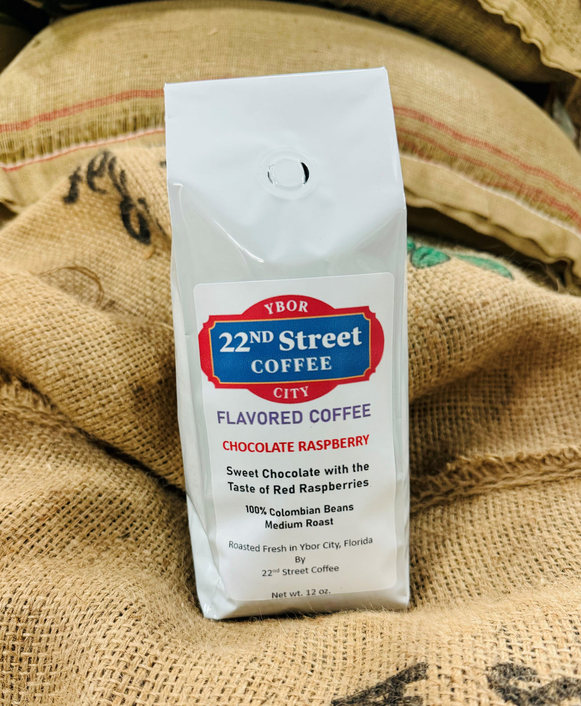 22nd Street Chocolate Raspberry Flavored Coffee, 12 oz. Whole Bean